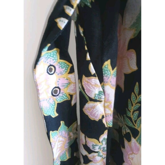 Who What Wear Linen Dress Womens Medium Black Pink Floral Square Neck NWT - Picture 6 of 8